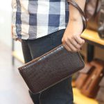 Ví cầm tay da cá sấu hàng xuất khẩu 1 khóa kèo lồi VCSCT09