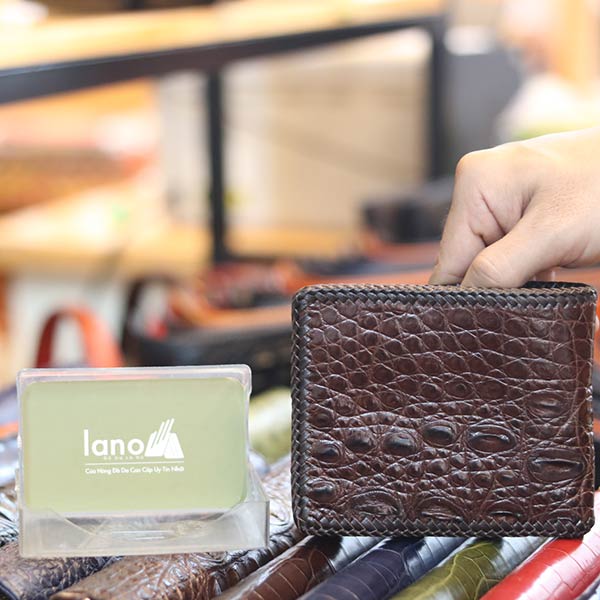 Ví ngang da cá sấu đan viền 1 mặt cao cấp VCSNDV10