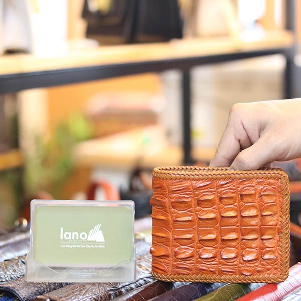 Ví ngang da cá sấu đan viền 1 mặt cao cấp VCSNDV10