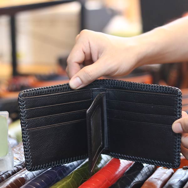 Ví ngang da cá sấu đan viền 1 mặt cao cấp VCSNDV10