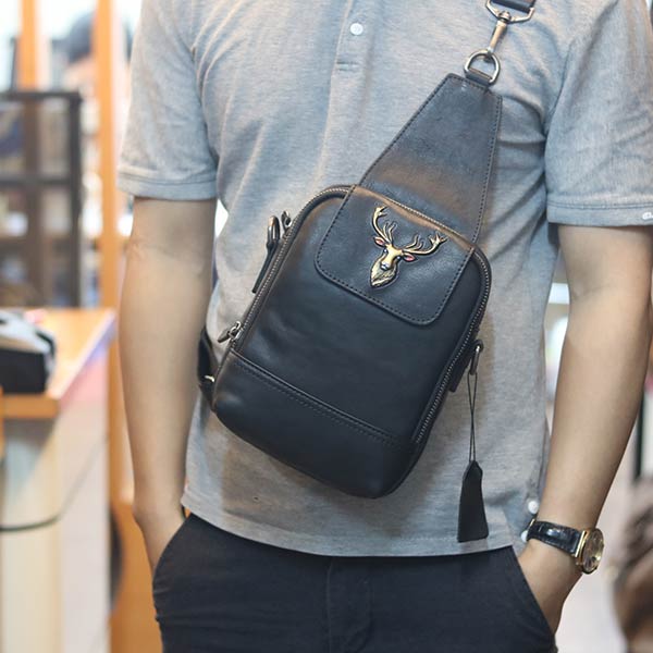Túi đeo ngực da bò kết hợp đeo chéo nam sang trọng gọn nhẹ mới 2020 TDL78