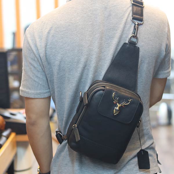 Túi đeo ngực da bò kết hợp đeo chéo nam sang trọng gọn nhẹ mới 2020 TDL78
