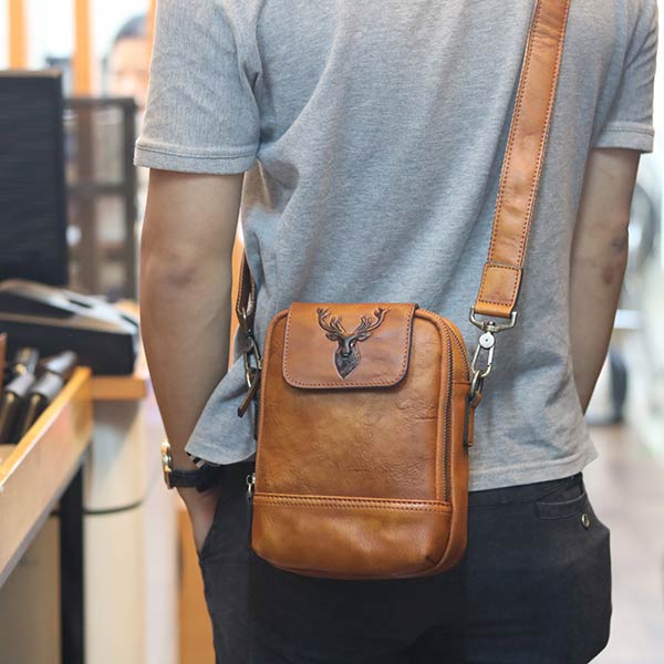 Túi đeo ngực da bò kết hợp đeo chéo nam sang trọng gọn nhẹ mới 2020 TDL78