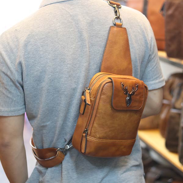 Túi đeo ngực da bò kết hợp đeo chéo nam sang trọng gọn nhẹ mới 2020 TDL78