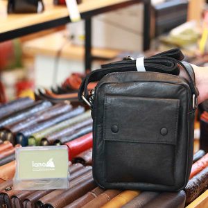 Túi nam đeo chéo mini cỡ nhỏ da bò thật Lano KT185