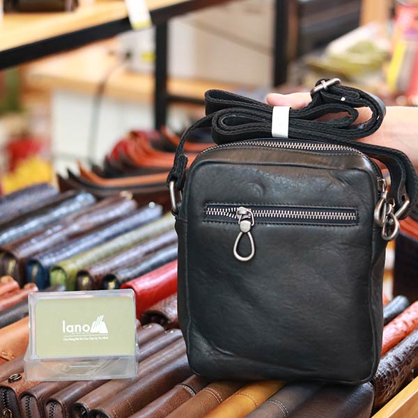 Túi nam đeo chéo mini cỡ nhỏ da bò thật Lano KT185