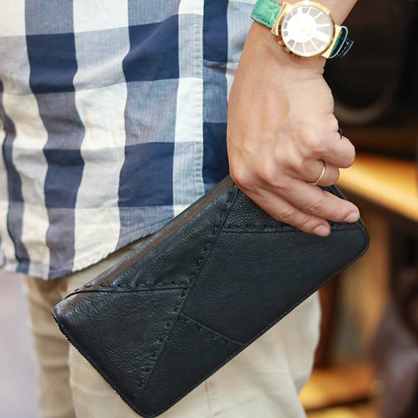 Ví dài cầm tay nam da bò thời trang cao cấp 1 khóa kéo VCTN073