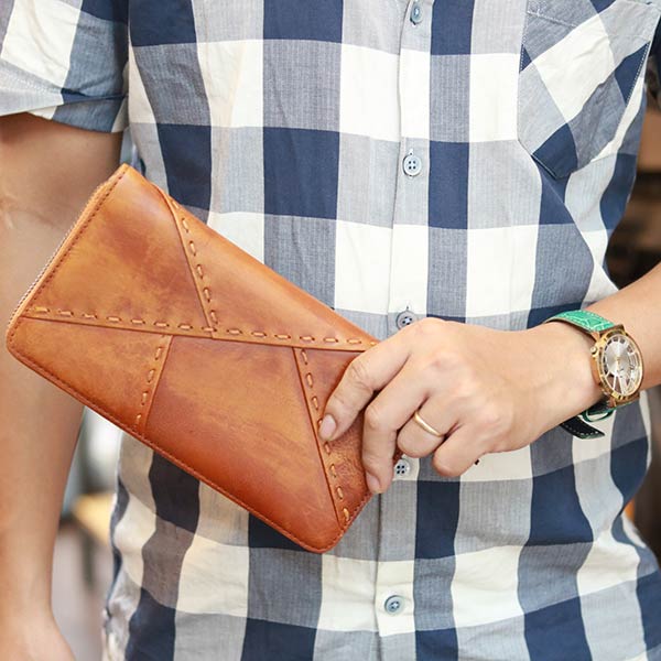 Ví dài cầm tay nam da bò thời trang cao cấp 1 khóa kéo VCTN073