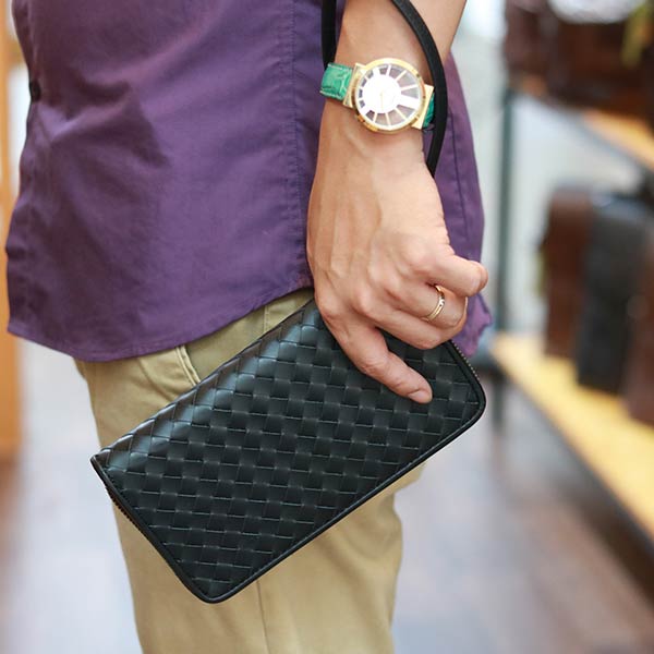 Ví dài cầm tay nam thời trang dạng đan mẫu mới Lano VCTN075