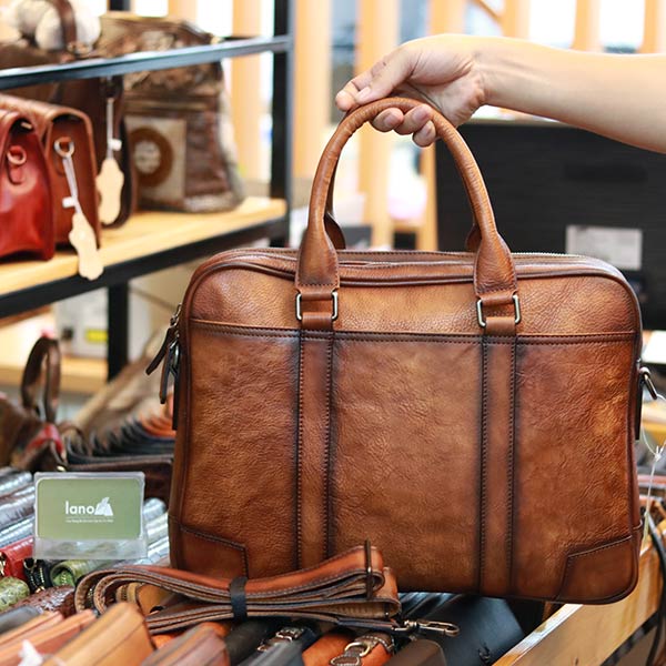 Cặp nam công sở da bò cao cấp đựng laptop 15.6 inch Lano CD112