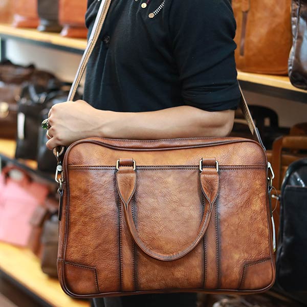 Cặp nam công sở da bò cao cấp đựng laptop 15.6 inch Lano CD112