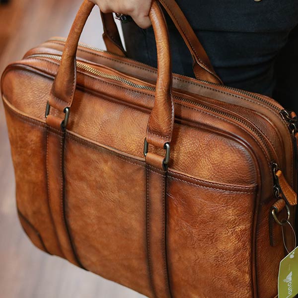 Cặp nam công sở da bò cao cấp đựng laptop 15.6 inch Lano CD112