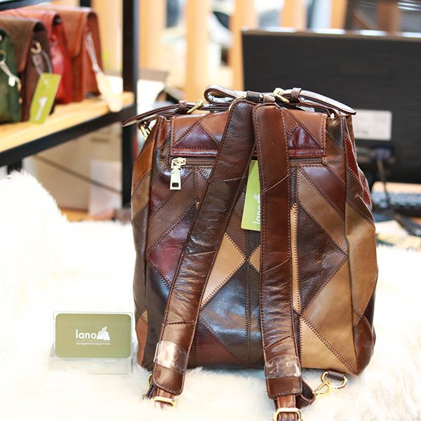 Balo nữ da thật gọn gàng tiện lợi Lano BLNU06
