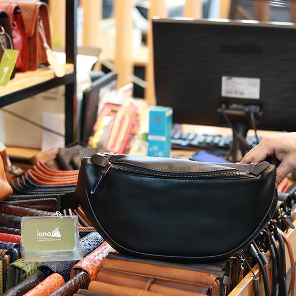 Túi da bao tử kết hợp đeo chéo thời trang nam tính Lano TDB024