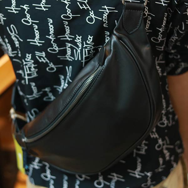 Túi da bao tử kết hợp đeo chéo thời trang nam tính Lano TDB024